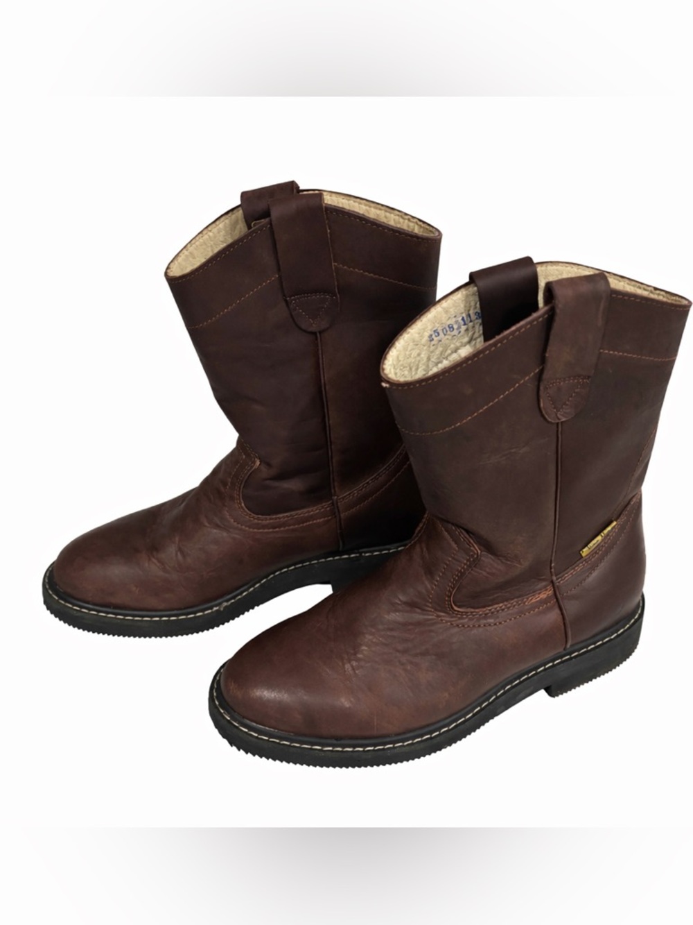 Vera Noya Leather Shearling Boots Women’s 7 EU 38 Brown Made in Italy